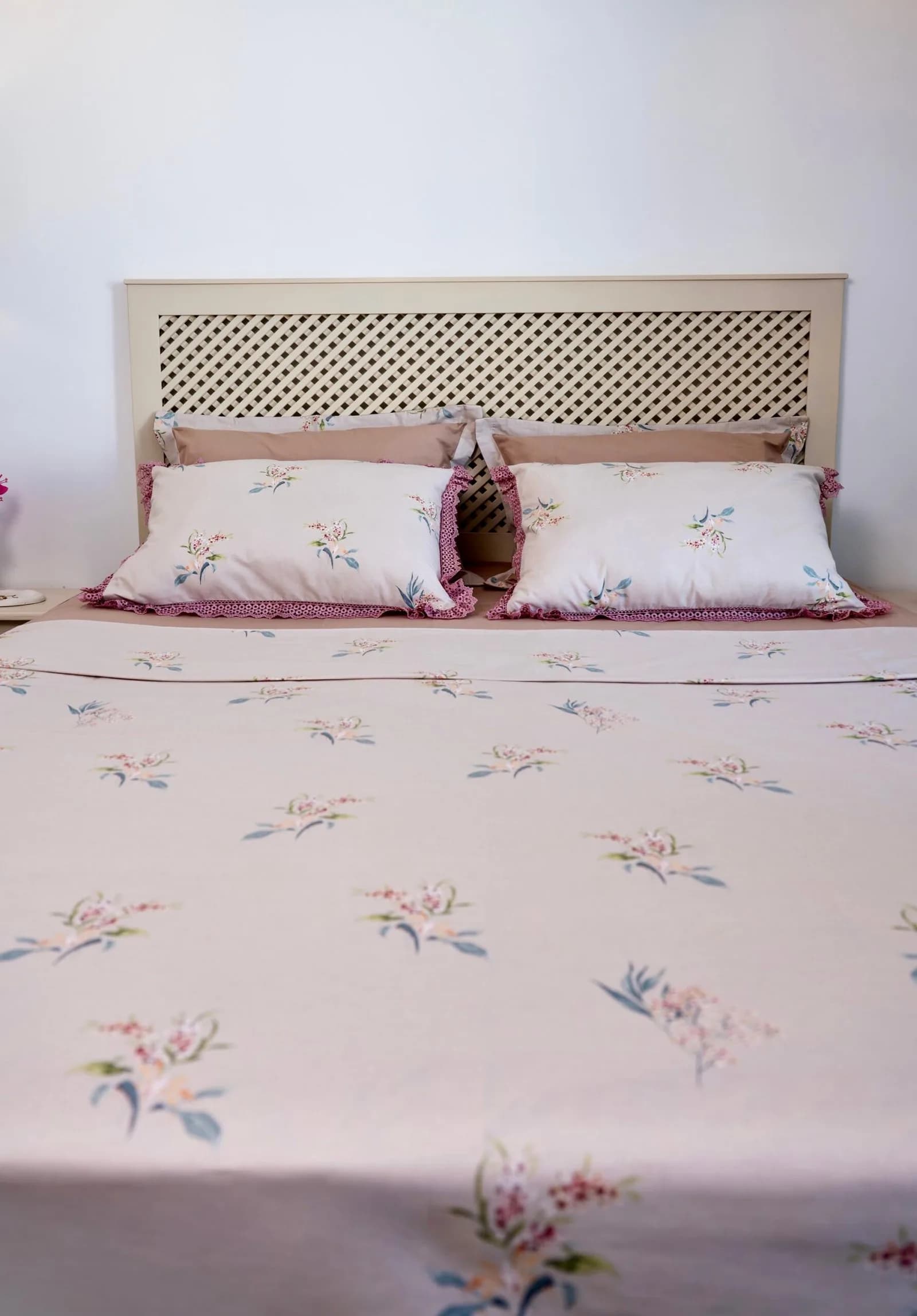 Parure de Lit 100% Coton « Asala » avec Dentelle (Pack 6 Pièces) | A la Page