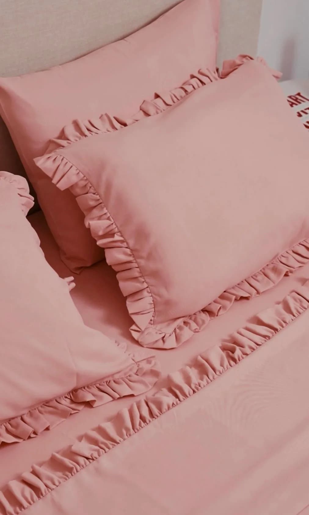 Parure de Lit Rose Poudré  » 6 Pièces »
