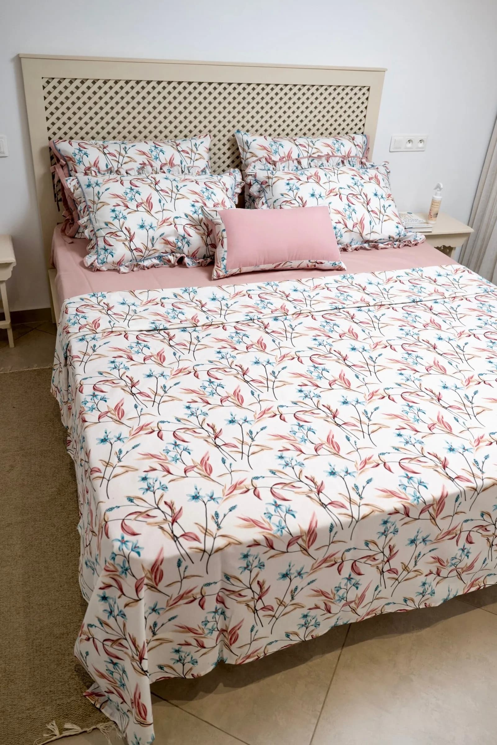 Parure de Lit Jardin rosé – Pack 7 ou 10 Pièces