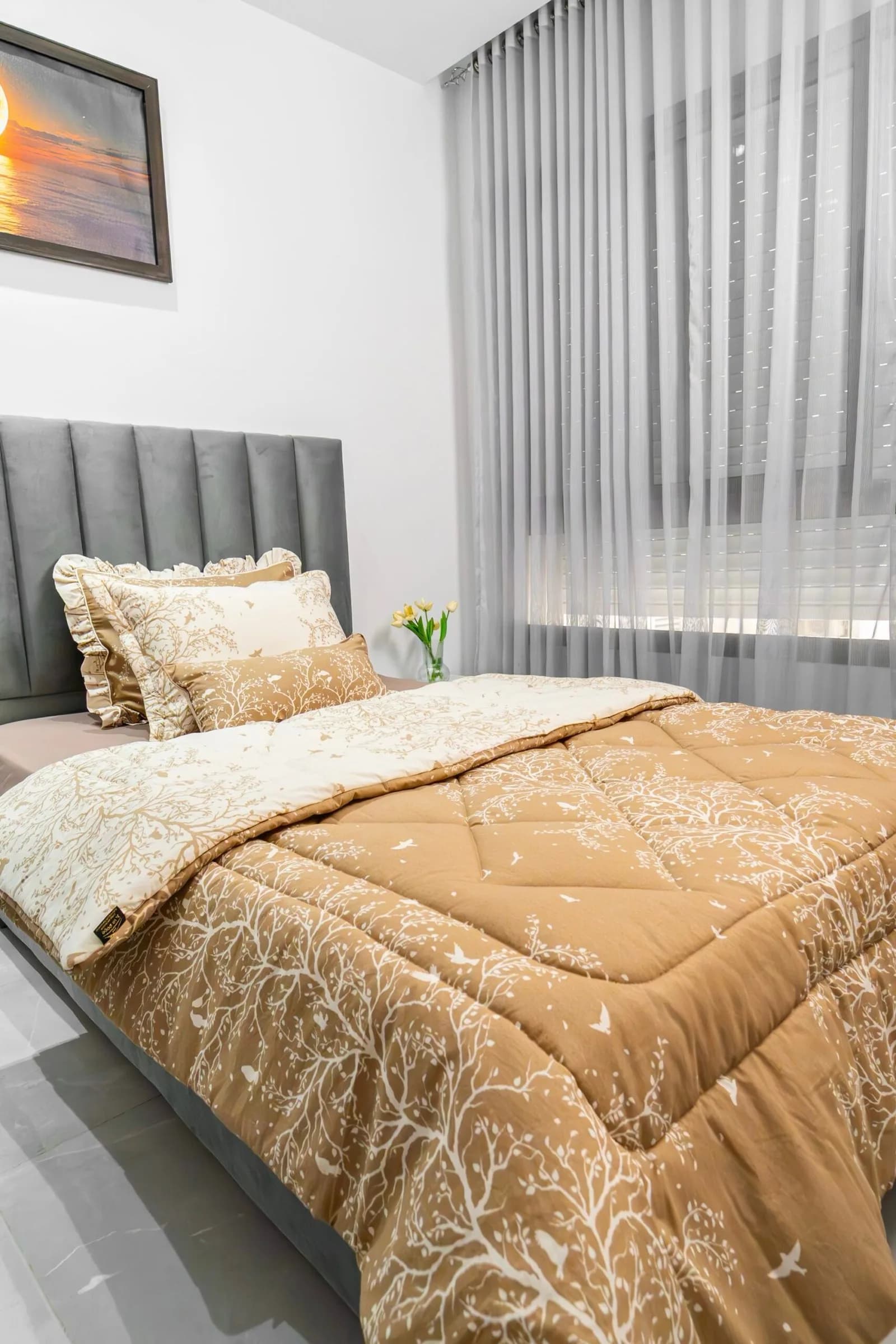 Couette double face 1 place & demi 5 pièces Beige & Marron | A la Page Tunisie