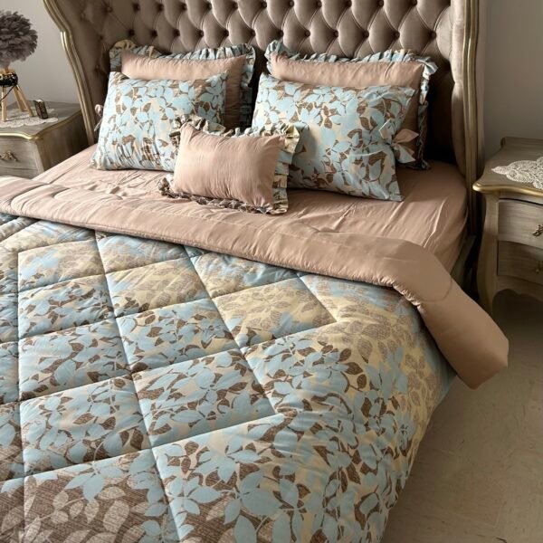 img_5150 Couette 2 Places 7 Pièces (220x240) avec 4 Taies d'Oreiller + Coussin et Housse de Matelas - Luxe et Confort