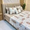 Parure de lit 7 pièces avec housse + drap + 4 taies + coussin déco