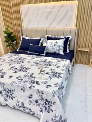 img_0350 Parure de lit 7 pièces avec housse + drap + 4 taies + coussin déco