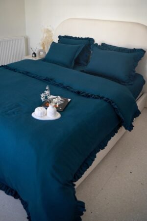 Housse de couette à volants vert canard – Moderne et sophistiquée | Tunisie