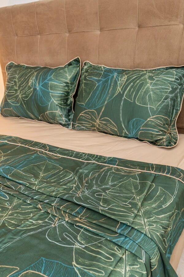 Parure de lit Satin de Coton "Tropical Green" (4 pièces) | A la Page Tunisie