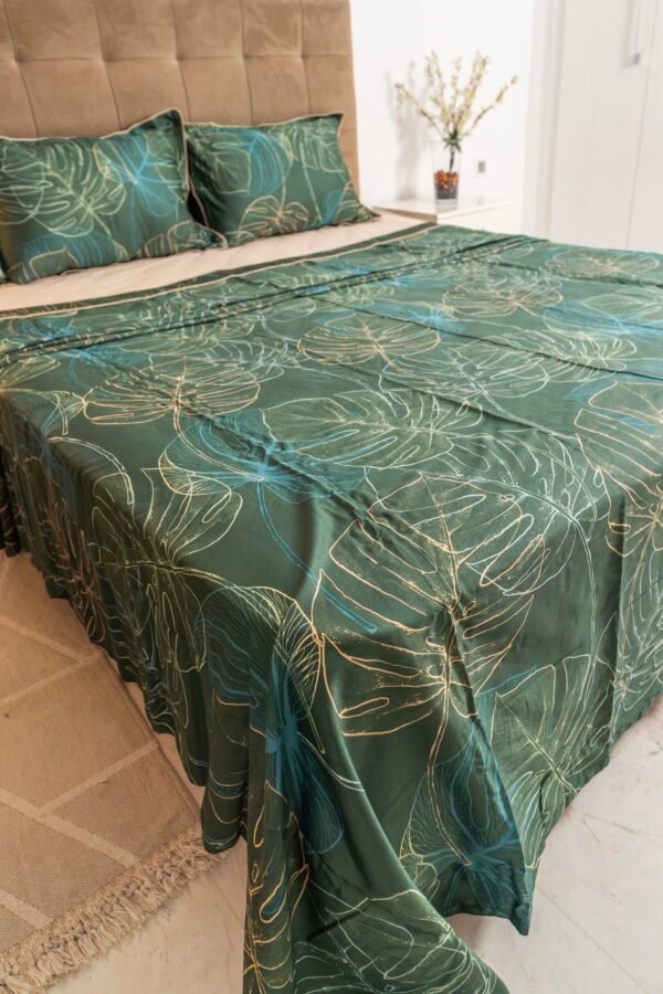 Parure de lit Satin de Coton "Tropical Green" (4 pièces) | A la Page Tunisie