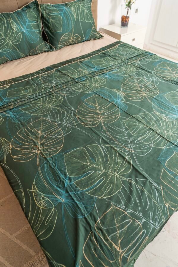 Parure de lit Satin de Coton "Tropical Green" (4 pièces) | A la Page Tunisie