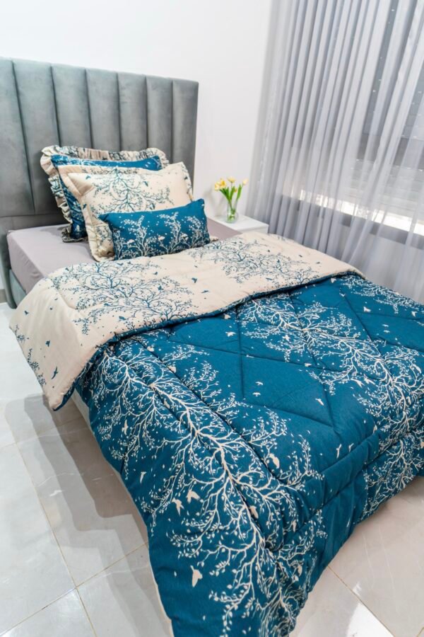 Couette double face 1 place & demi 5 pièces Bleu & Gris | A la Page Tunisie