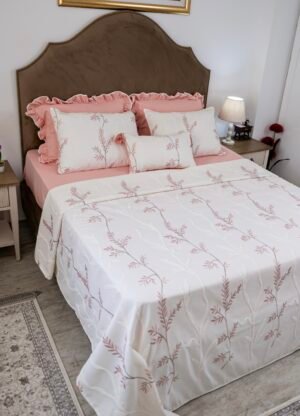 Parure de lit Haute Gamme  Jacquard Brodé "Rêve de Rose" (7 pièces) | A la Page