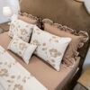 Parure de Lit Haute Gamme  Jacquard Brodé  "Fleur de Caramel" (7 Pièces) | A la Page