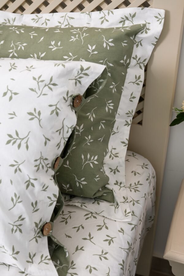 Parure de Lit 100% Coton "Olivia" Végétal Épuré (Pack 6 Pièces) | A la Page