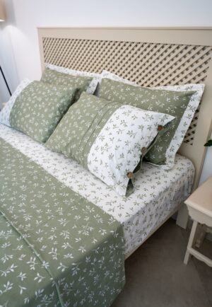 Parure de Lit 100% Coton "Olivia" Végétal Épuré (Pack 6 Pièces) | A la Page