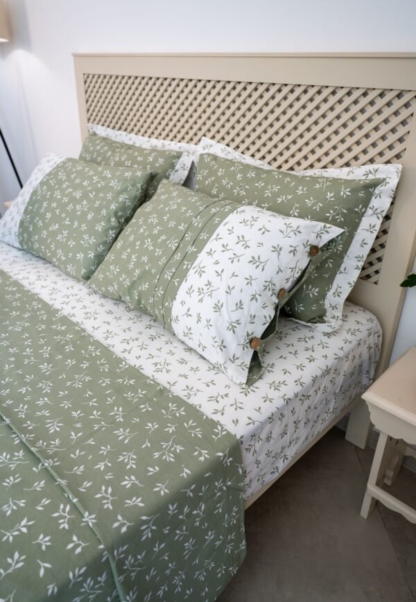 Parure de Lit 100% Coton "Olivia" Végétal Épuré (Pack 6 Pièces) | A la Page