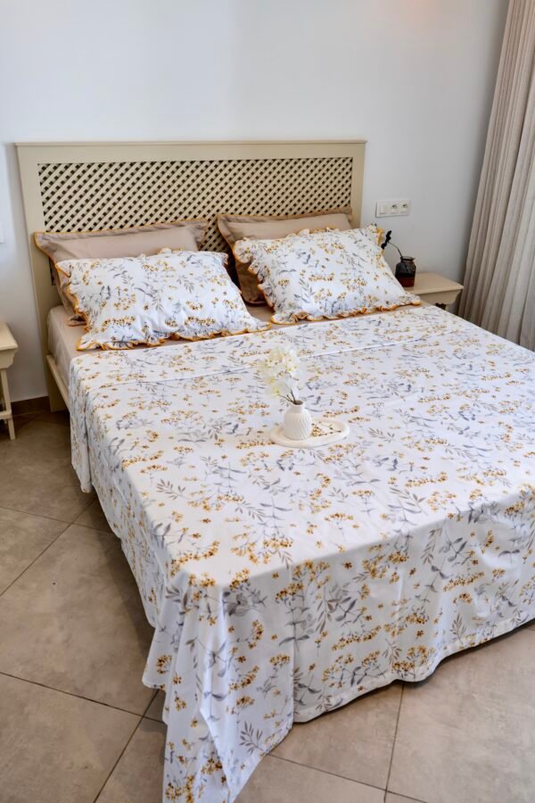 Parure de Lit 100% Coton "Mimosa" Floral Épuré (Pack 6 Pièces) | A la Page