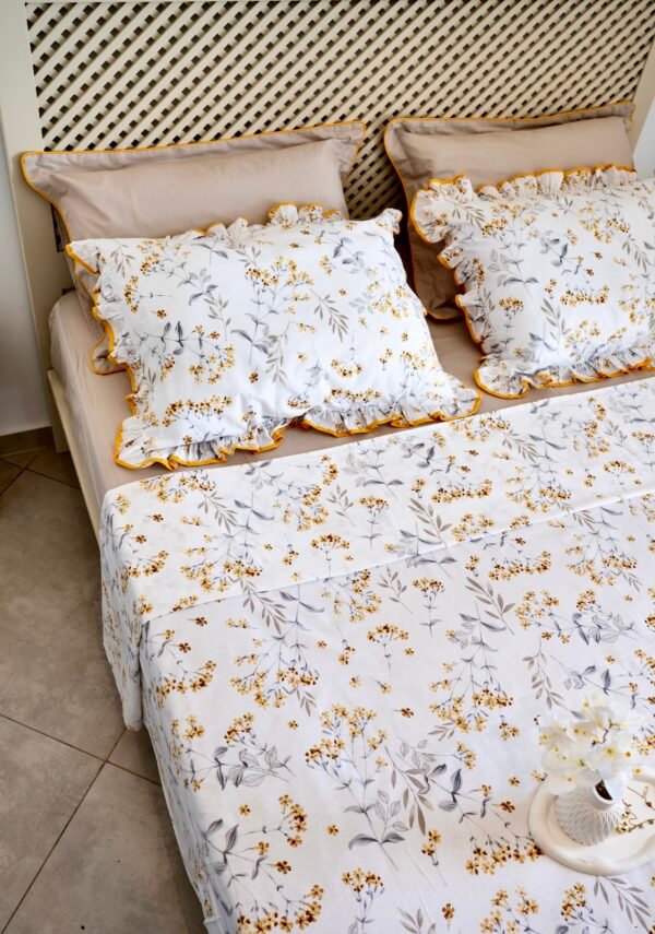 Parure de Lit 100% Coton "Mimosa" Floral Épuré (Pack 6 Pièces) | A la Page