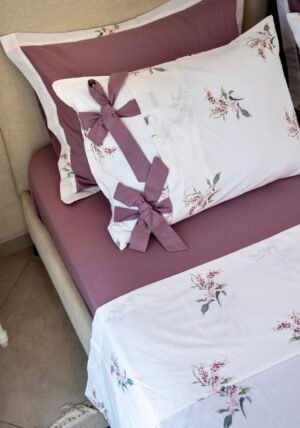 Parure de Lit 100% Coton "Fleurie de Lilas" (Pack 6 Pièces) | A la Page