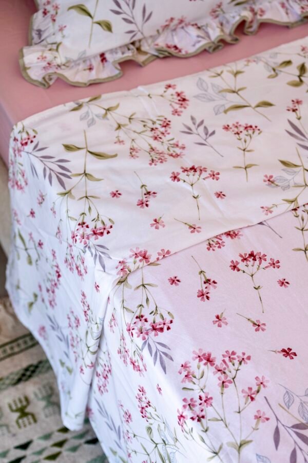 Parure de Lit 100% Coton "Rosalie" Floral Épuré (Pack 6 Pièces) | A la Page