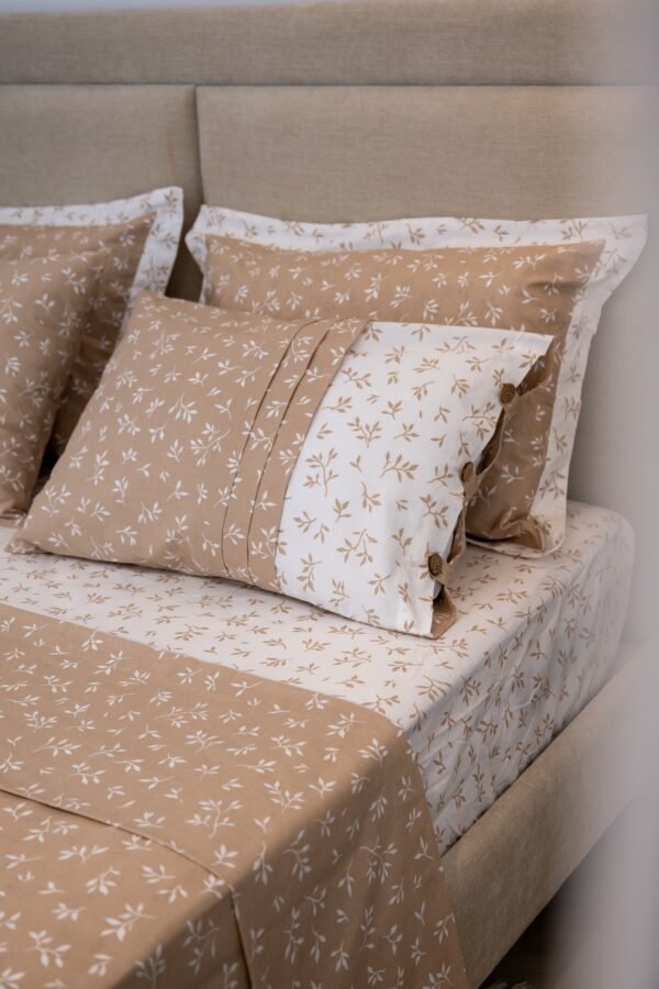 Parure de Lit 100% Coton "Sienna" Beige Végétal (Pack 6 Pièces) | A la Page