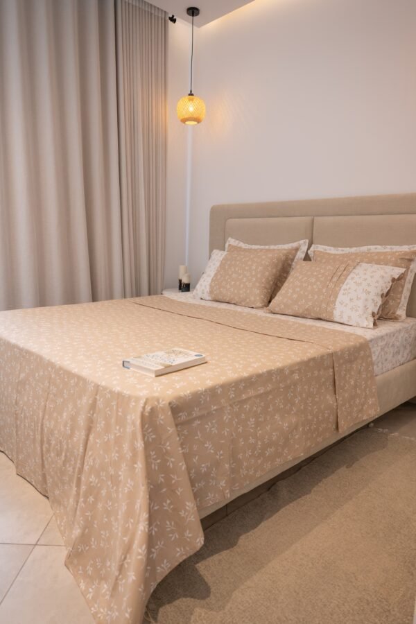 Parure de Lit 100% Coton "Sienna" Beige Végétal (Pack 6 Pièces) | A la Page
