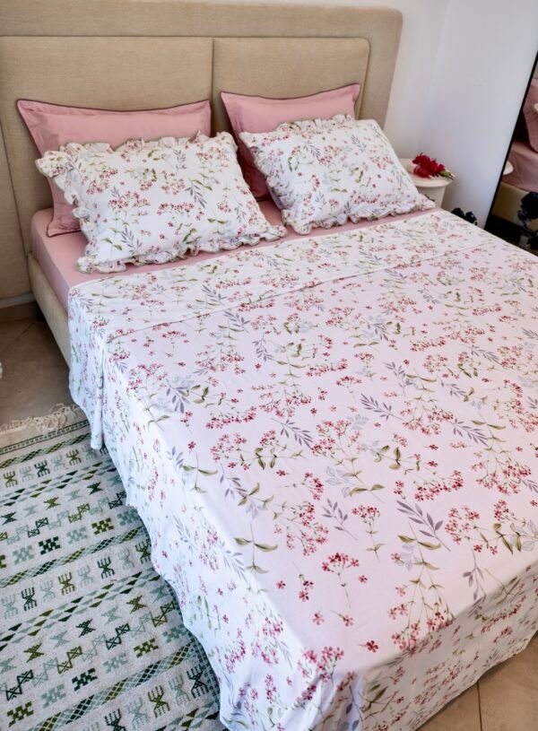 Parure de Lit 100% Coton "Rosalie" Floral Épuré (Pack 6 Pièces) | A la Page