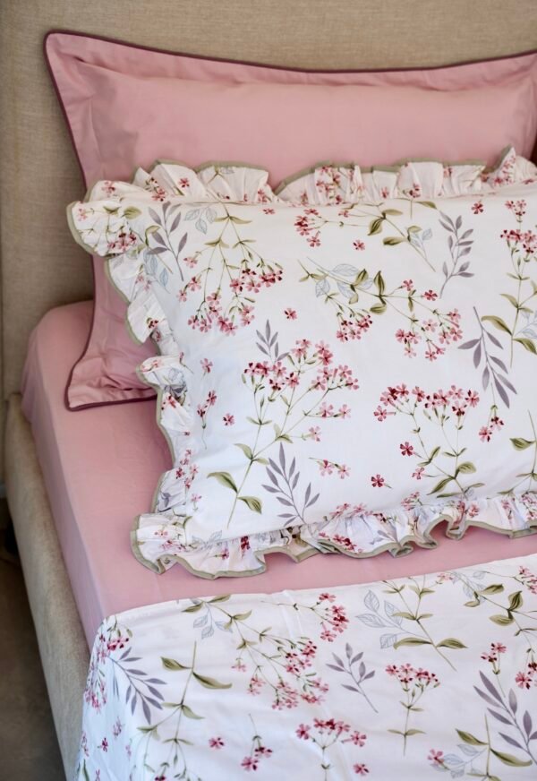 Parure de Lit 100% Coton "Rosalie" Floral Épuré (Pack 6 Pièces) | A la Page