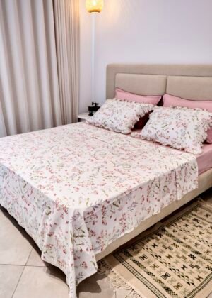 Parure de Lit 100% Coton "Rosalie" Floral Épuré (Pack 6 Pièces) | A la Page