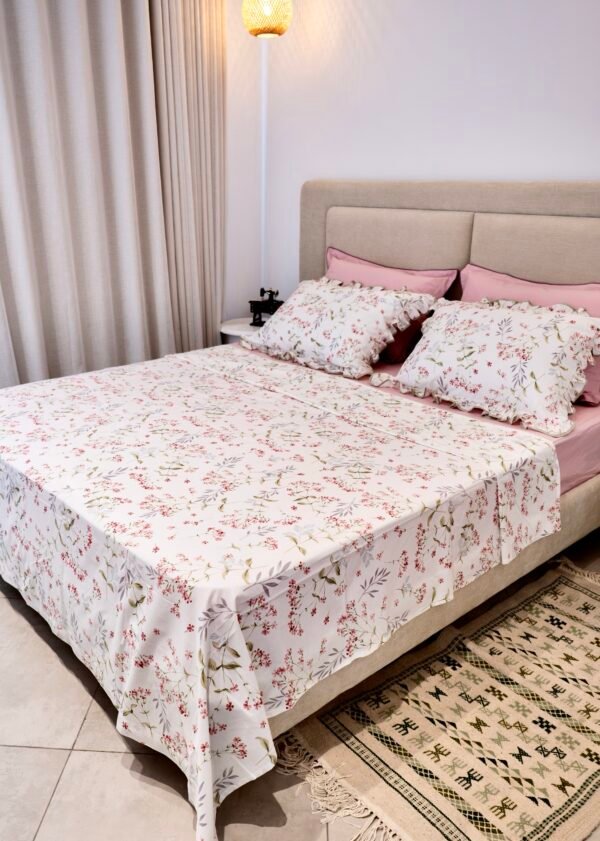 Parure de Lit 100% Coton "Rosalie" Floral Épuré (Pack 6 Pièces) | A la Page