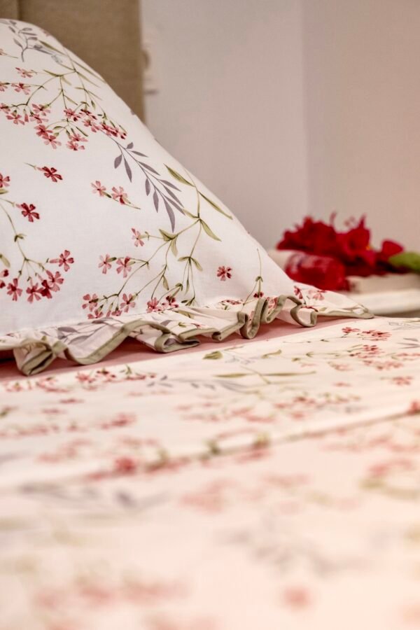 Parure de Lit 100% Coton "Rosalie" Floral Épuré (Pack 6 Pièces) | A la Page