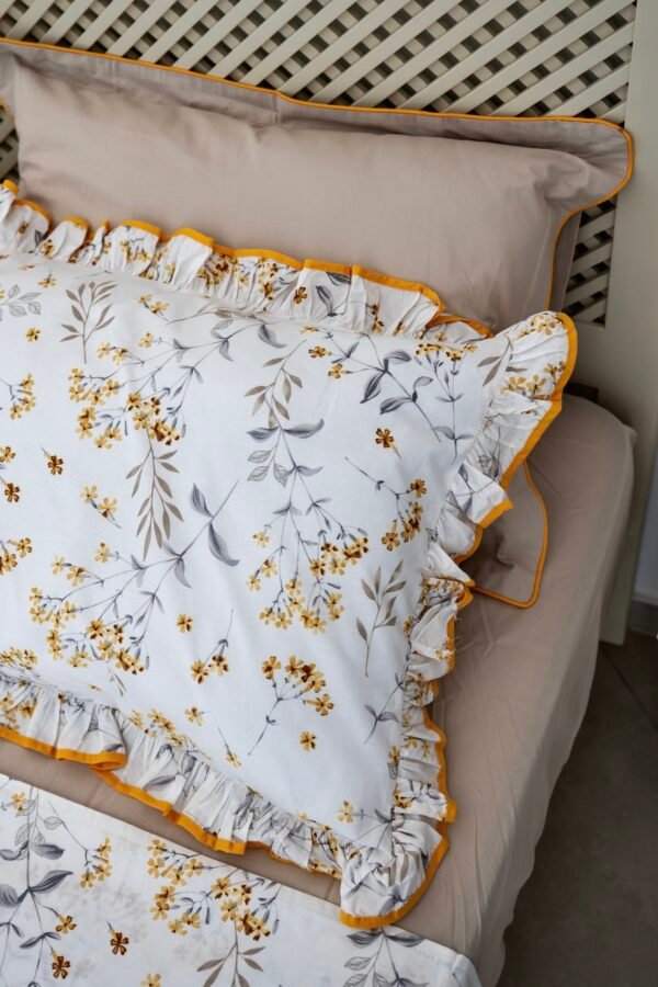 Parure de Lit 100% Coton "Mimosa" Floral Épuré (Pack 6 Pièces) | A la Page