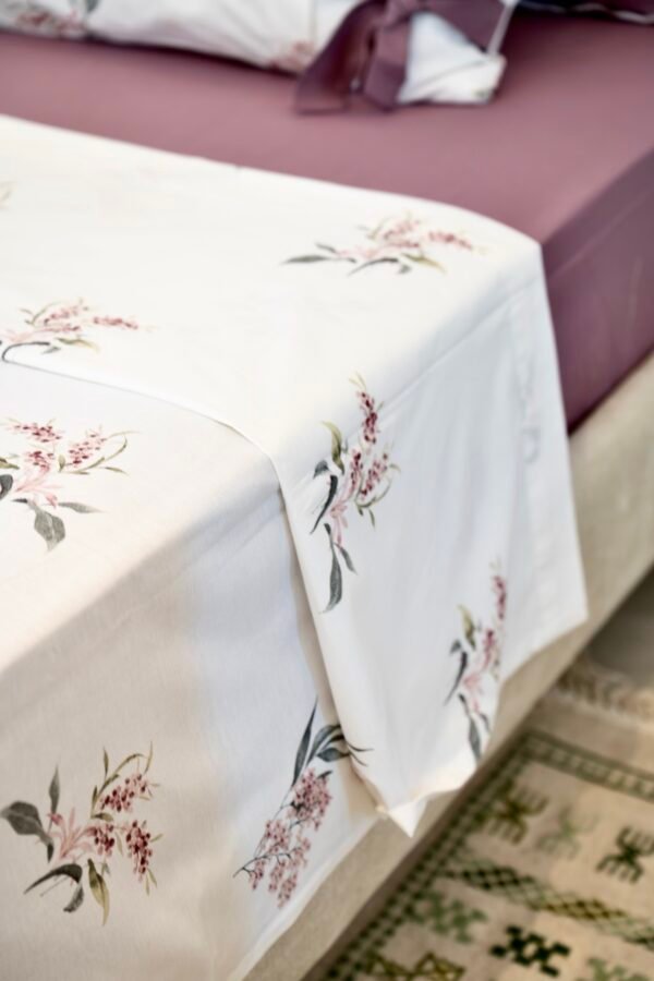 Parure de Lit 100% Coton "Fleurie de Lilas" (Pack 6 Pièces) | A la Page
