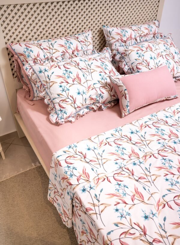 Parure de Lit Jardin rosé – Pack 7 ou 10 Pièces