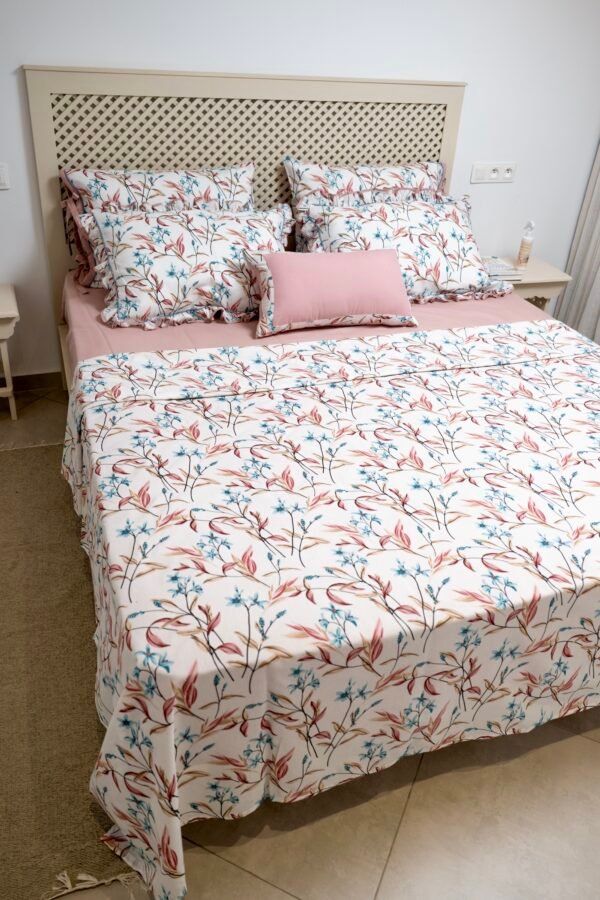 Parure de Lit Jardin rosé – Pack 7 ou 10 Pièces