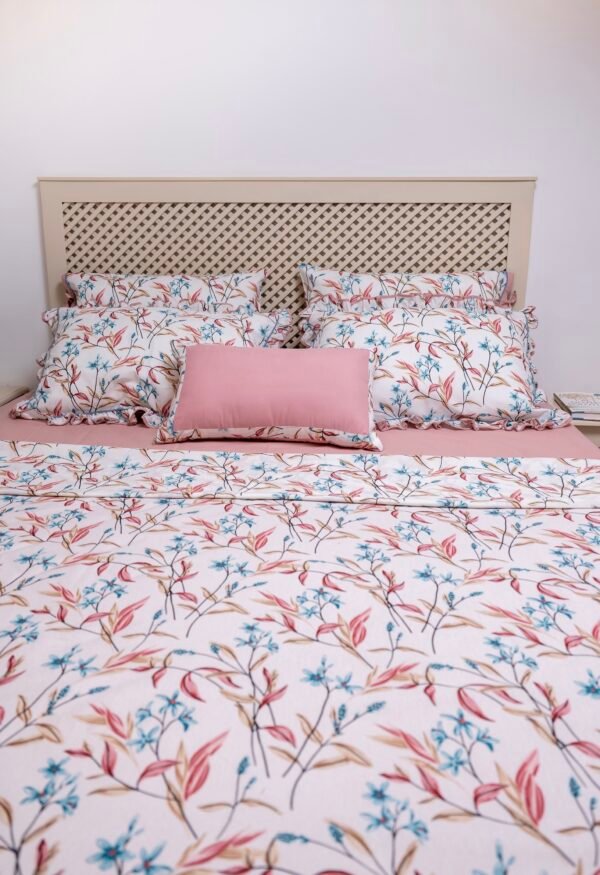 Parure de Lit Jardin rosé – Pack 7 ou 10 Pièces