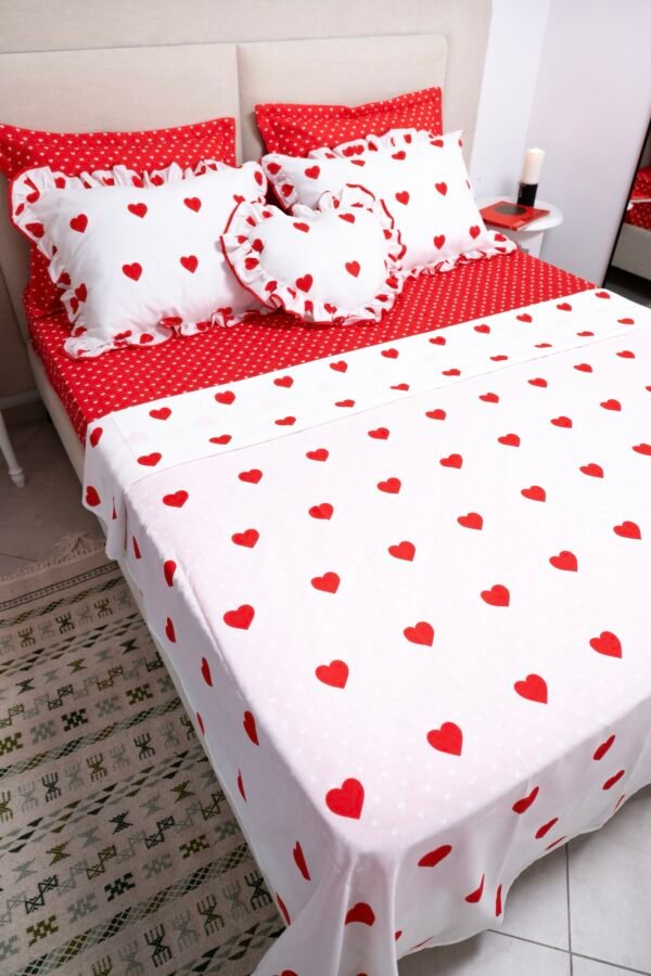 Parure de Lit  Rouge & Blanc – Pack 7 ou 10 Pièces
