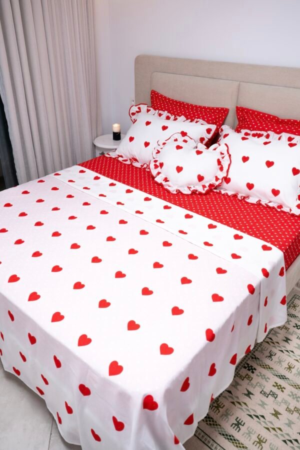 Parure de Lit  Rouge & Blanc – Pack 7 ou 10 Pièces