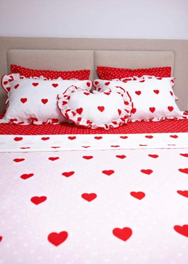 Parure de Lit  Rouge & Blanc – Pack 7 ou 10 Pièces