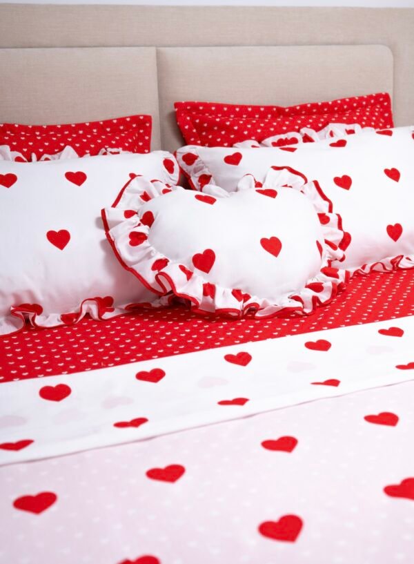 Parure de Lit  Rouge & Blanc – Pack 7 ou 10 Pièces