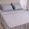 Parure de Lit Gris Base à volants '' 6 Pièces ''
